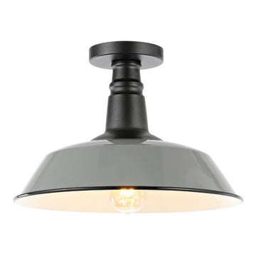 Camila 14"  Classic Industrial Indoor/Outdoor Iron LED Semi Flush Mount